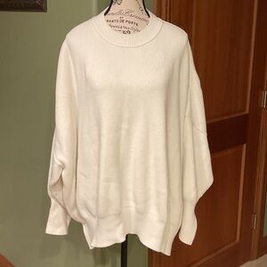 Free People Cream Crew Neck Sweater, Size L